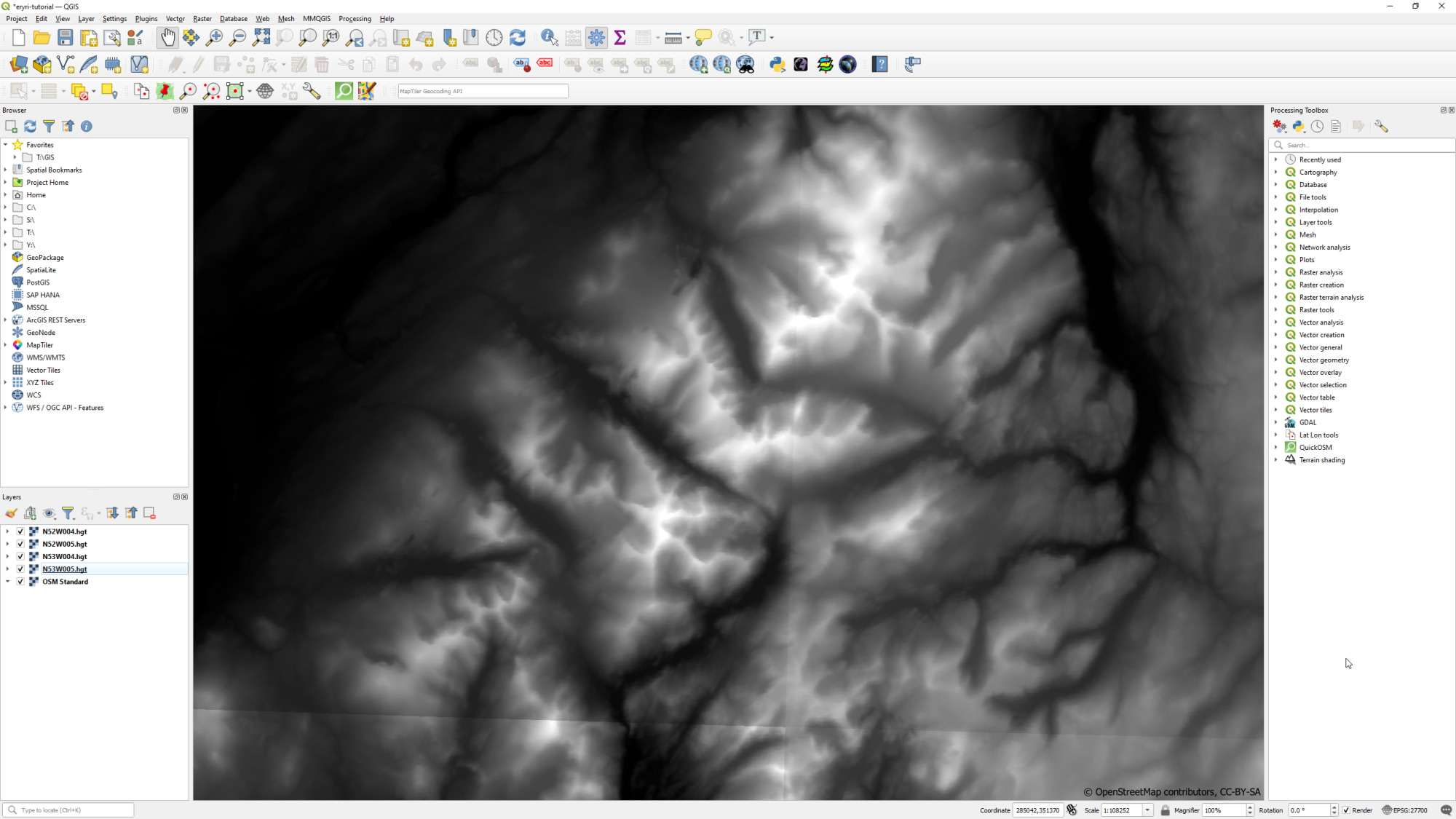 How to create a tasty monochrome hachure map in QGIS