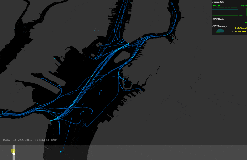 Animation of shipping traffic near Manhattan